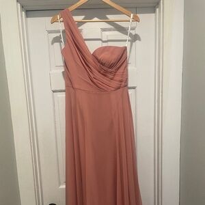 Mauve prom or bridesmaid dress one shoulder size 8